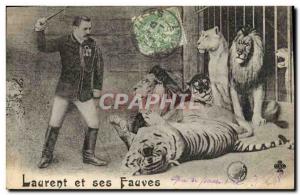 Old Postcard Leo Laurent and her tawny Tiger TOP