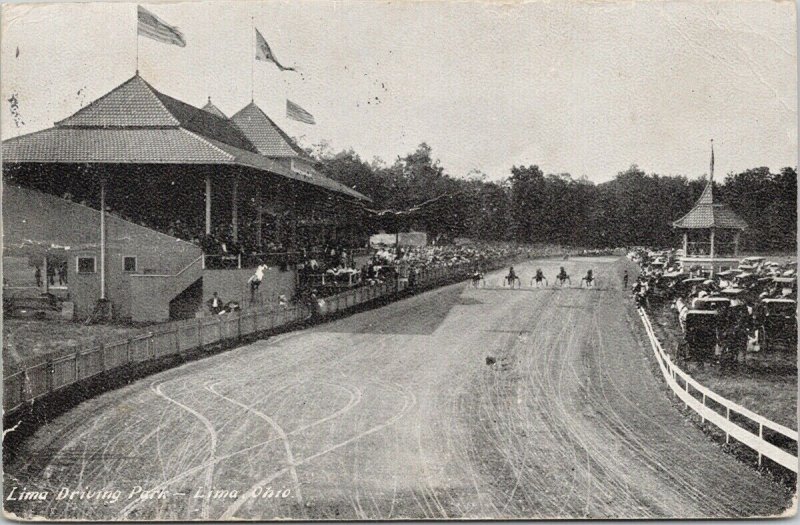 Lima OH Lima Driving Park Harness Racing Horses Race Track c1909 Postcard F62