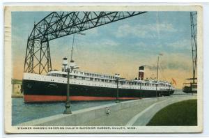 Steamer Hamonic Aerial Bridge Duluth Superior Harbor Minnesota 1923 postcard