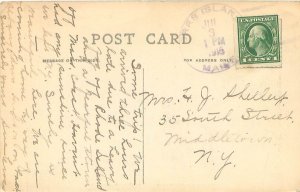 Postcard Orr's Island, Maine Looking Seaward, Ship, Postmarked 1915