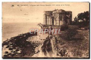 Old Postcard Talmont Church Roman Byzantine style and Cliff