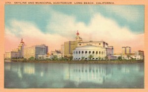 Vintage Postcard 1920's Skyline and Municipal Auditorium Long Beach California