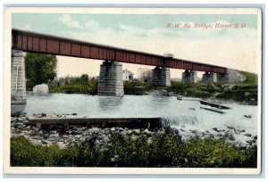 c1910 N.W. RY Bridge Exterior River Lake Huron South Dakota SD Vintage Postcard