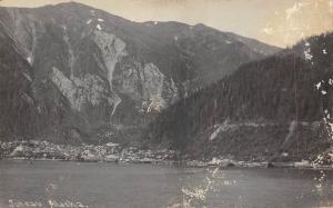 Juneau Alaska c1920 RPPC Real Photo Postcard Aerial View Mountain