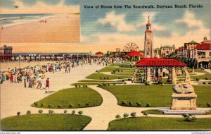 Florida Daytona Beach View Of Races From The Boardwalk 1945