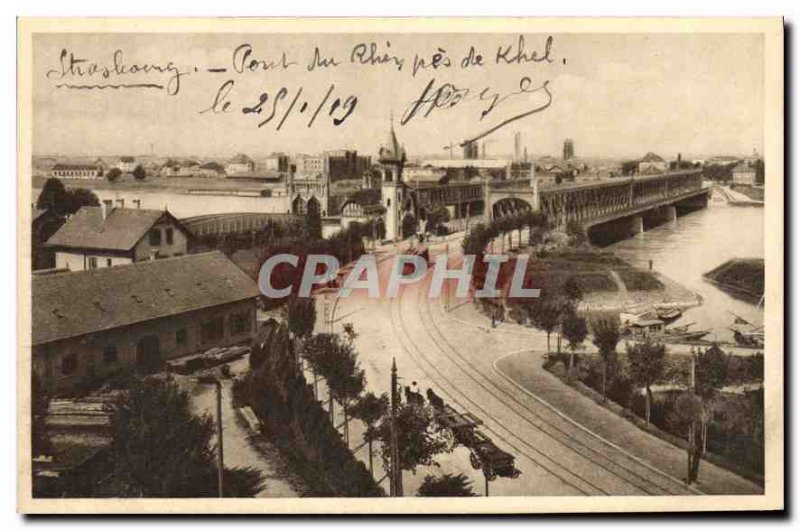 Postcard Strasbourg Old Rhine Bridge near Kehl