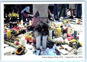 NEW YORK CITY, NY ~ Union Square Park  9/11 MEMORIAL 2001 ~  4x6 Postcard