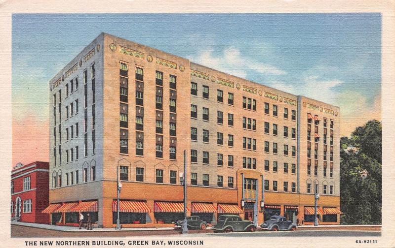 The New Northern Building, Green Bay, Wisconsin, Linen Postcard, Unused