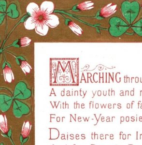 1880s Victorian New Year's Card Lovely Poem Julia Goddard #G