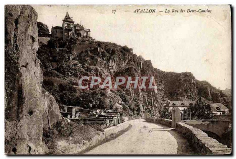 Old Postcard Avallon La Rue Des Deux Cousins