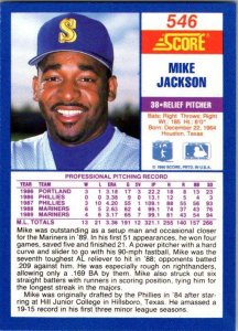 1990 Score Baseball Card Mike Jackson Seattle Mariners sk2665