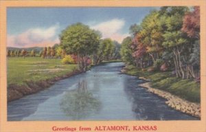 Kansas Greetings From Altamont River Scene