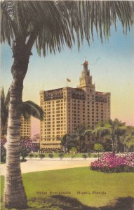 Hotel Everglades Miami Florida hand colored postcard