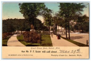 1909 Grand Circus Park Kean Will About Detroit Michigan Vintage Antique Postcard