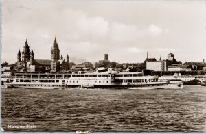 Mainz am Rhein 'Goethe' Boat 6 Cents Postage Due Stamp c1957 RPPC Postcard H15