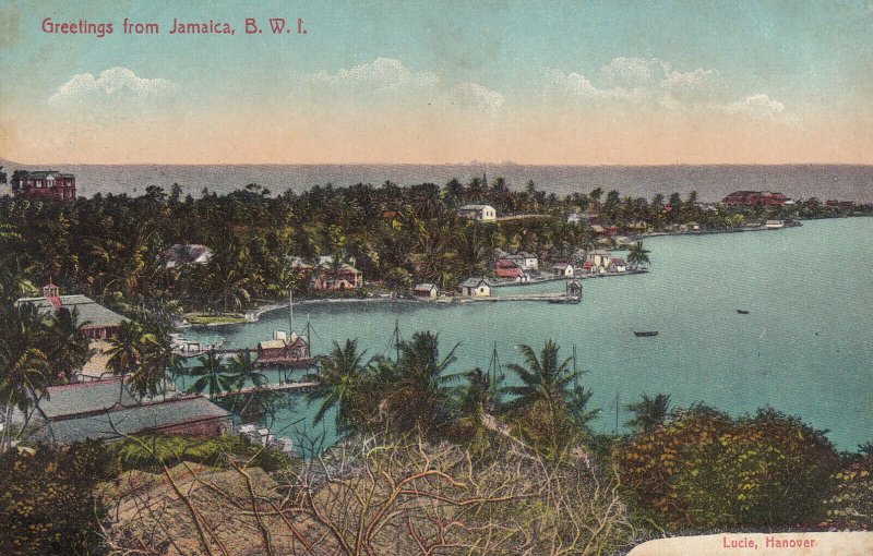 JAMAICA, 1900-1910s; Greetings, Aerial View, Lucie Hanover