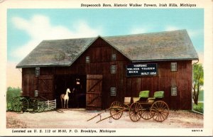 Postcard Stagecoach Barn Historic Walker Tavern US 112 in Irish Hills, Michigan