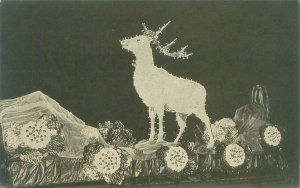 Deer on Christmas Float Freddie's Postcard, Black and White Unposted