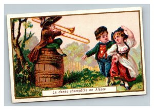 Vintage 1880's Victorian Trade Card Mercer & Pruvot Chicory Coffee - Trombone