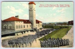 1909 RETURN OF 5th REGIMENT MT ROYAL STATION (FROM GEN GRANT'S TOMB) BALTIMORE