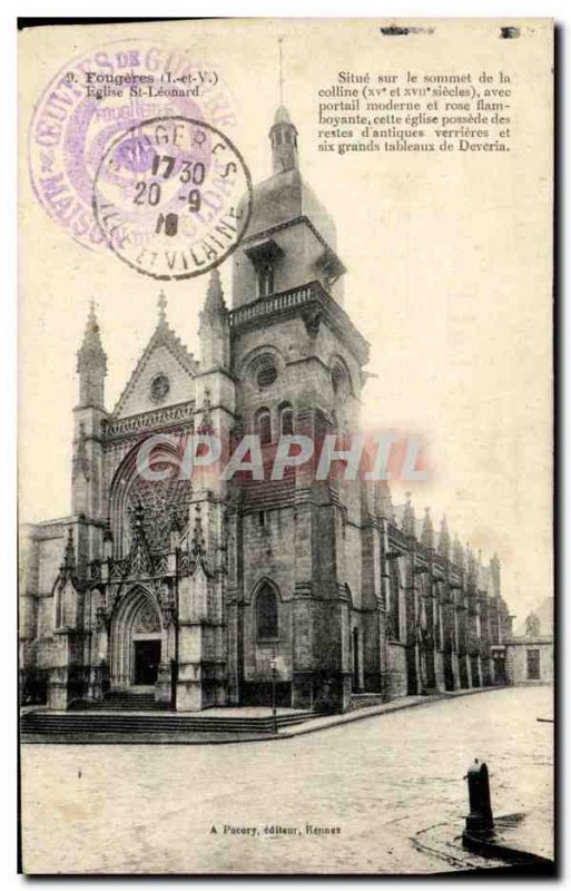 Postcard Old Church St Leonard Fougeres