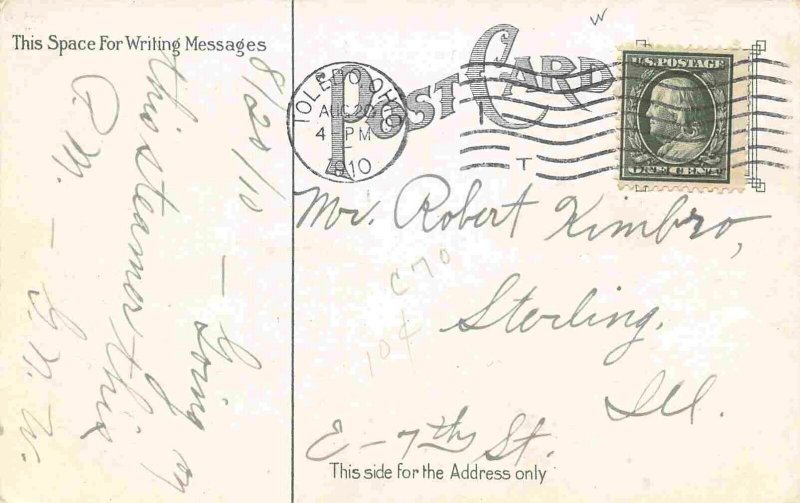 Steamer Greyhound Leaving Toledo Ohio 1910 postcard