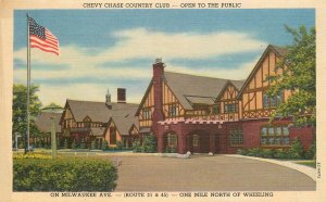 Postcard West Virginia Wheeling Chevy Chase Country Club Teich linen 23-10140