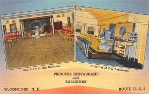 West Concord, NH New Hampshire  PRINCESS RESTAURANT~BALLROOM Roadside Postcard