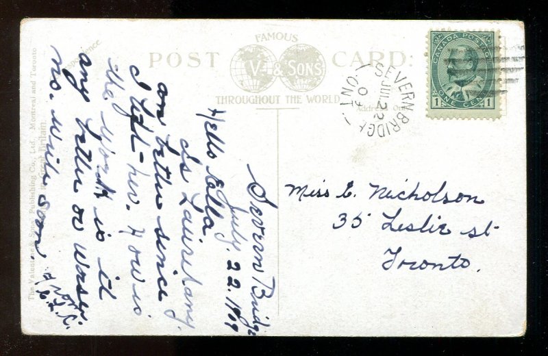 dc615 - PORT CARLING Ontario Muskoka 1909 Steamer Kenozha Postcard
