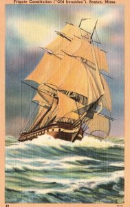 Vintage Postcard Frigate Constitution Old Ironsides Boston Massachusetts MA