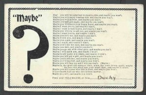 1908 PPC* The Classic Maybe Romantic Guessing Game In Black Posted