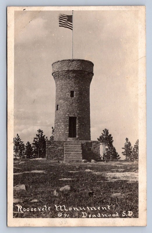 J94/ Deadwood South Dakota Postcard RPPC c1920 Roosevelt Monument 444