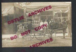 Medina OHIO RPPC 1908 DELIVERY WAGON General Store THE BEE HIVE nr Cleveland OH