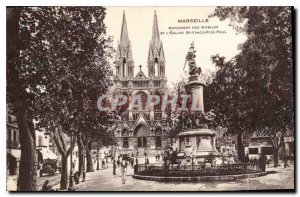 Postcard Old Marseille Monument and St. Vincent de Paul church