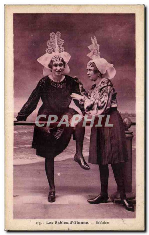 Old Postcard The Sands of Olonne sablaises suit Cap Folklore