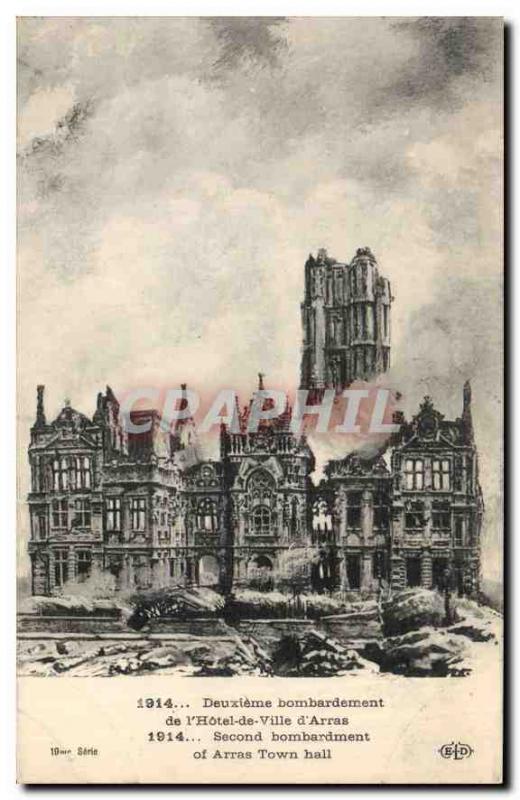 CPA Militaria Deuxieme bombardement de l'hotel de ville d'Arras 