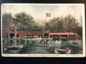 Vintage Postcard 1917 Central Park Boat House New York City N.Y.