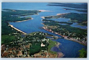 Cape Cod Massachusetts Postcard Aerial View Wareham Narrows Bridge c1960 Vintage
