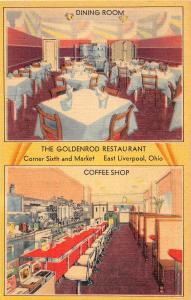 E32/ East Liverpool Ohio Postcard Linen Roadside 2View Goldenrod Restaurant