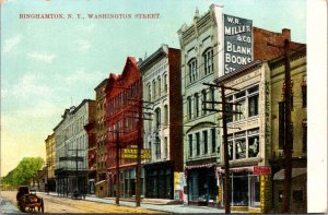 Postcard Washington Street in Binghamton, New York