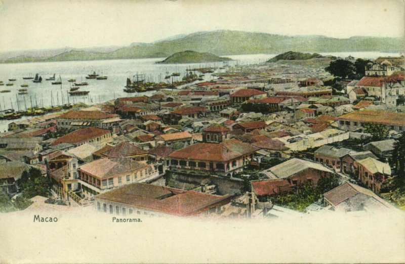 china, MACAO MACAU 澳門, Panorama (1910s) Postcard