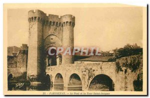 Old Postcard Parthenay Bridge and the Tower Saint Jacques