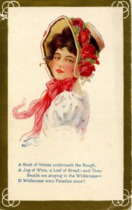 Lady in Red Ribbon and Scarf.     Artist: R. LaPraik Ball