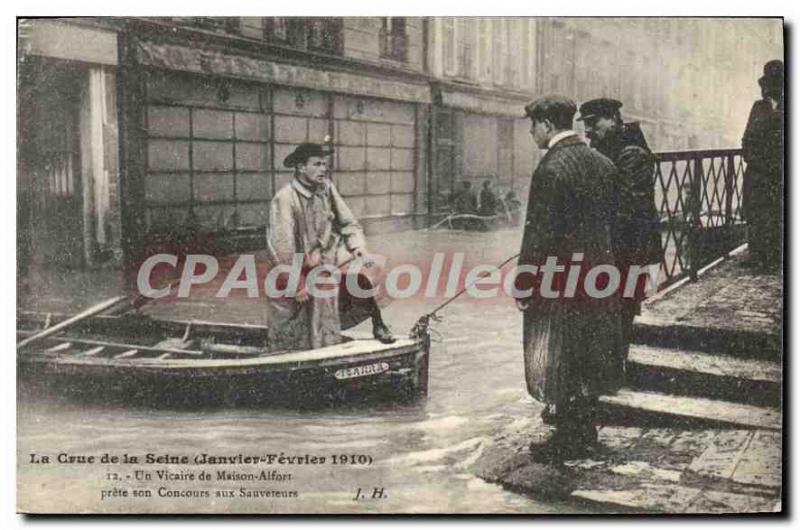 Old Postcard The Crue De La Seine January February 1910 A Vicar De Maison Alf...