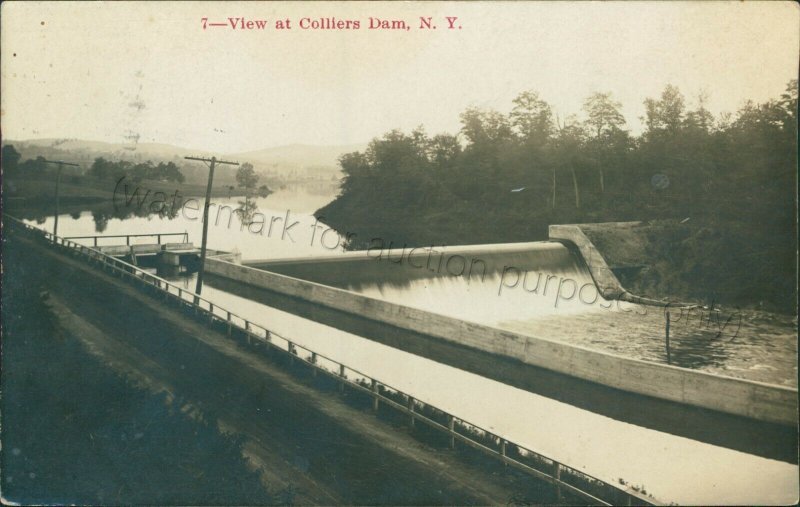 Colliersville, NY - View at Colliers Dam - Vintage New York photo Postcard 