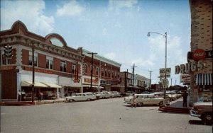 Rogers Arkansas AR Street Scene Classic Cars c1960s Postcard