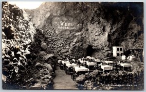 Vtg Teotihuacan Mexico La Gruta Restaurant Cave RPPC Real Photo EKC Postcard