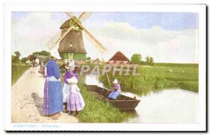 Postcard Old Windmill Watermolen Netherlands Mill Voldendam Holland Folklore ...