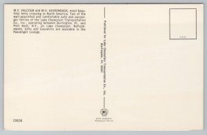 Transportation~MV Valcour & Adirondack Lake Champlain Ferrys~Vintage Postcard 