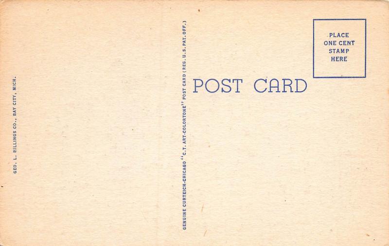 U.S. Post Office and Custom House, Bay City, MI, Early Linen Postcard, Unused